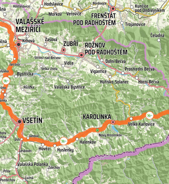Vsetínská Bečva - trasa Cyklostezky Bečva